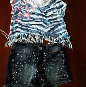 Justice 7R bling shorts & top